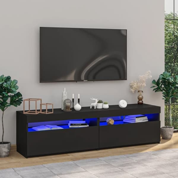 vidaXL TV-benker 2 stk med LED-lys svart 75x35x40 cm