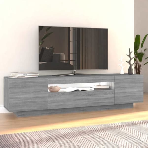 vidaXL TV-bänk med LED-belysning grå sonoma 160x35x40 cm