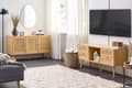 Pikkukuva 4 / 11: TV-taso vaalea puu 120 x 60 x 40 cm rottinki puu 4 laatikkoa hylly moderni boho