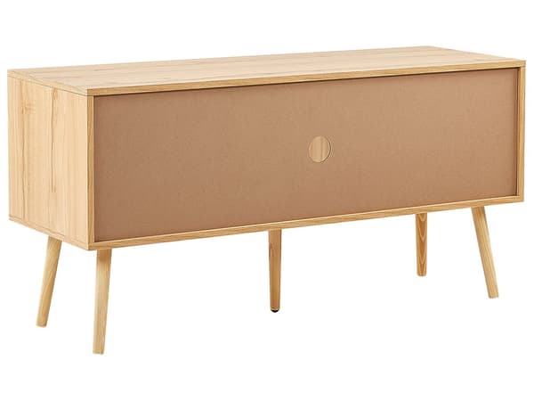 Skænk TV-bord Lyst Træ Fremstillet Træ med Rattan Fronter Fletvævet 4 Skuffer Boho Stil