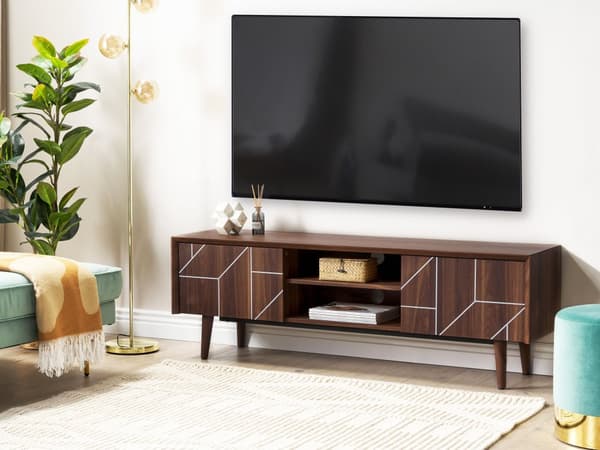 TV-benk Mørkt Tre for opptil 70ʺ TV Medieenhet med 2 Skaphyller Minimalistisk