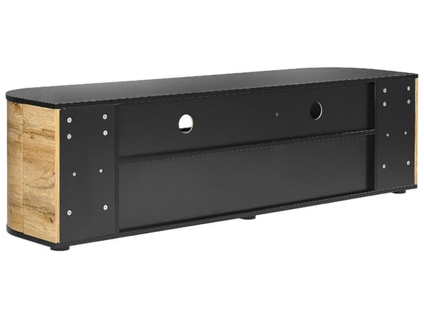TV-taso vaalea puu musta 160 x 44 x 40 cm MDF-levy 2 laatikkoa 2 kaappia hyllyt rustiikkinen