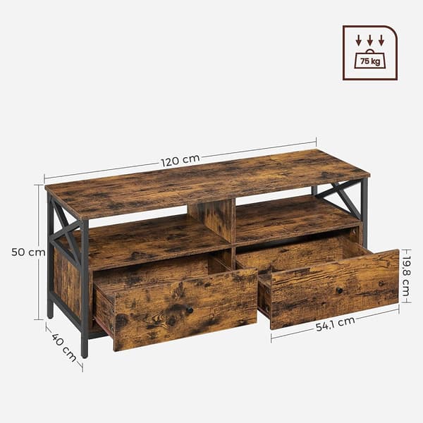 TV -möbler - TV -bord - TV -byrå - vardagsrumsmöbler - med lådor - Vintage Brown