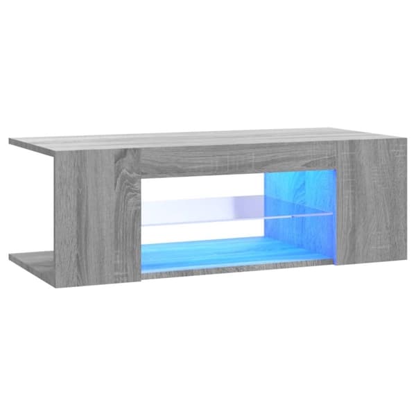 vidaXL TV-bänk med LED-belysning grå sonama 90x39x30 cm