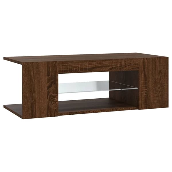 vidaXL TV-benk med LED-lys brun eik 90x39x30 cm