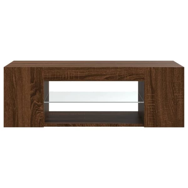 vidaXL TV-benk med LED-lys brun eik 90x39x30 cm