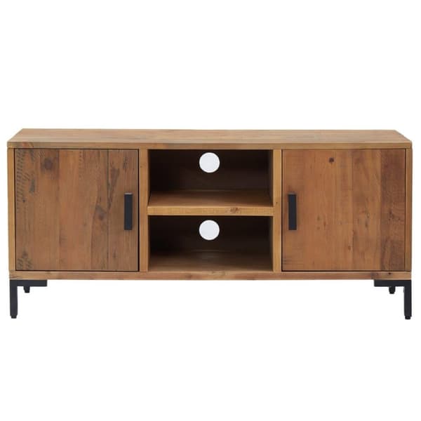 vidaXL Tv-bänk brun 110x35x48 cm massiv furu