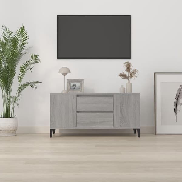 vidaXL TV-benk grå sonoma 102x44,5x50 cm konstruert tre