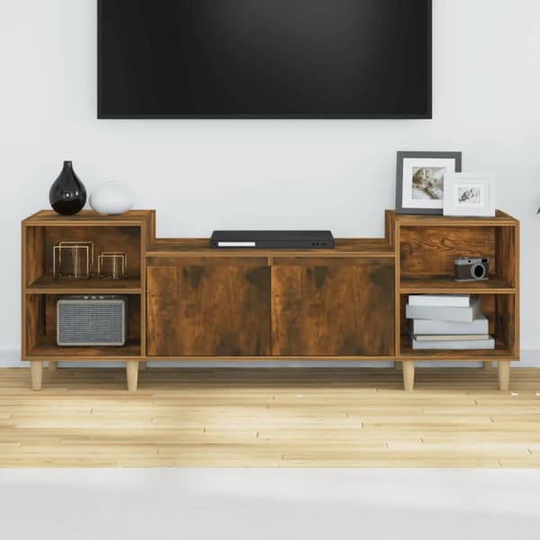 vidaXL Tv-bänk rökfärgad ek 160x35x55 cm konstruerat trä