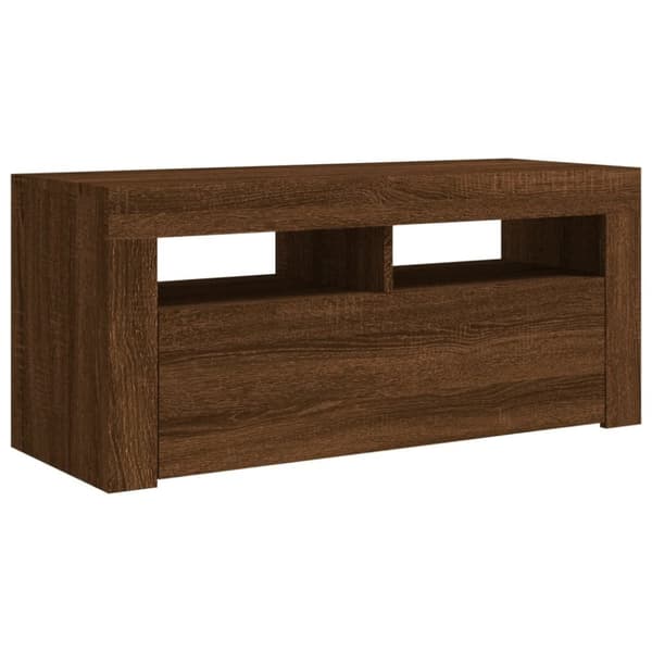 vidaXL TV-benk med LED-lys brun eik 90x35x40 cm