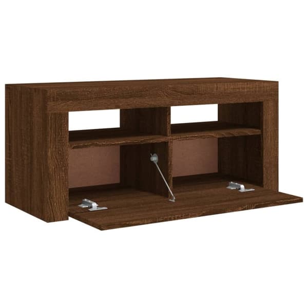 vidaXL TV-benk med LED-lys brun eik 90x35x40 cm