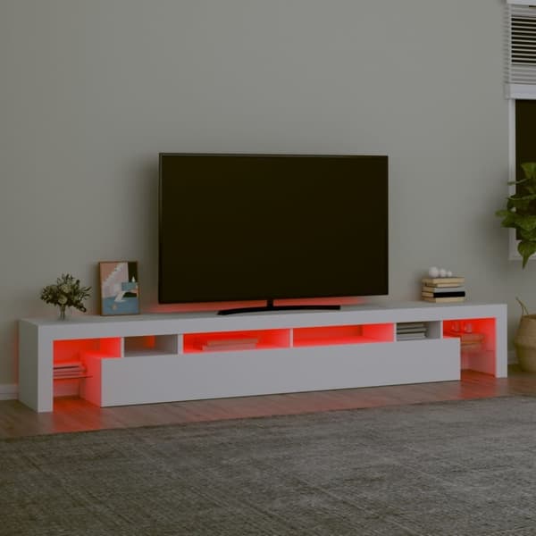 vidaXL Tv-bänk med LED-belysning Vit 260x36,5x40 cm
