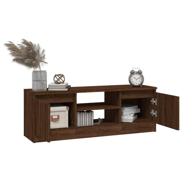 vidaXL TV-benk med dør brun eik 102x30x36 cm