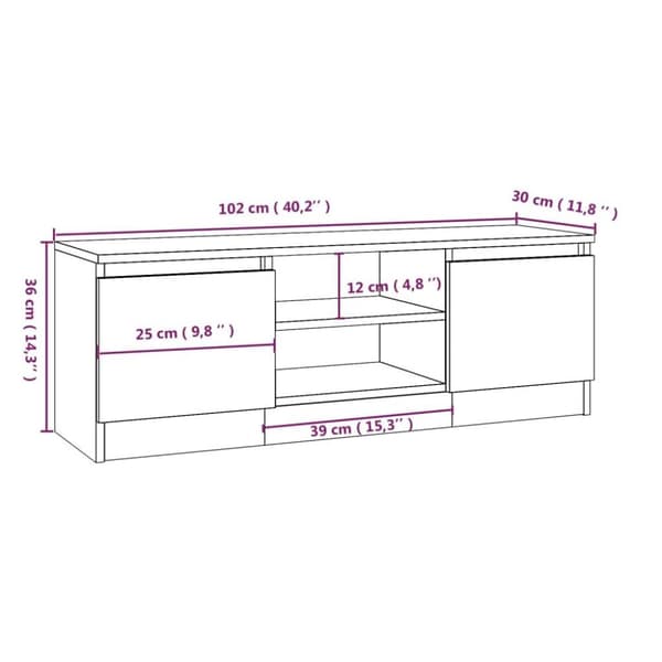 vidaXL TV-benk med dør brun eik 102x30x36 cm