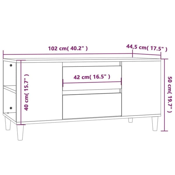 vidaXL TV-benk røkt eik 102x44,5x50 cm konstruert tre