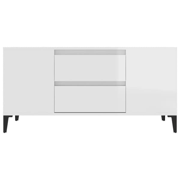 vidaXL Tv-bänk vit högglans 102x44,5x50 cm konstruerat trä