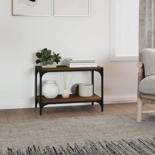 vidaXL Tv-bänk brun ek 60x33x41 cm konstruerat trä och stål