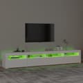 Miniatyrbild 4 av 11: vidaXL Tv-bänk med LED-belysning vit 240x35x40 cm
