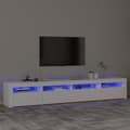 Miniatyrbild 1 av 11: vidaXL Tv-bänk med LED-belysning vit 240x35x40 cm