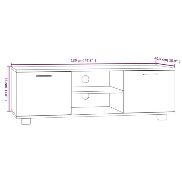 vidaXL TV-benk sonoma eik 120x40,5x35 cm konstruert tre