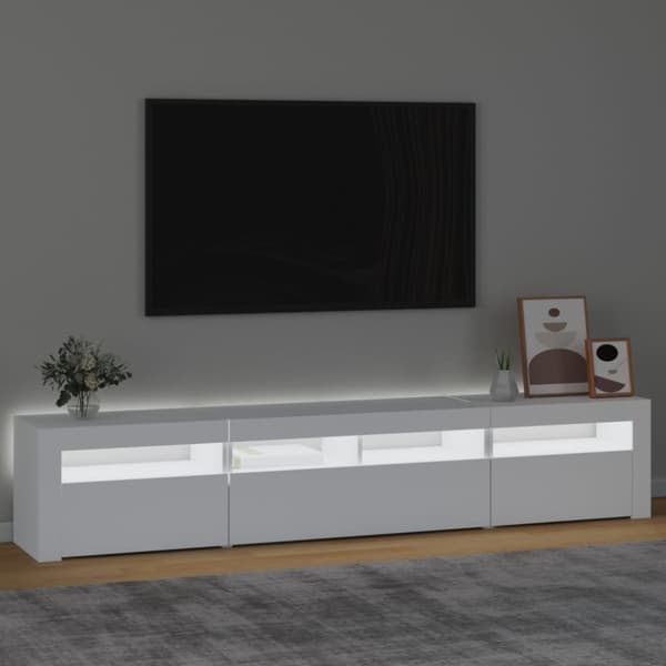 vidaXL TV-benk med LED-lys hvit 210x35x40 cm