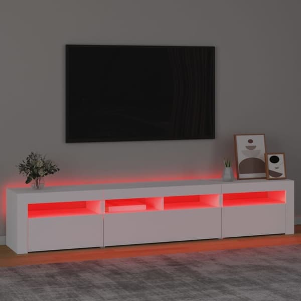 vidaXL TV-benk med LED-lys hvit 210x35x40 cm