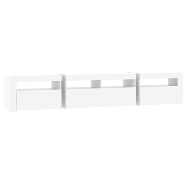 vidaXL TV-benk med LED-lys hvit 210x35x40 cm