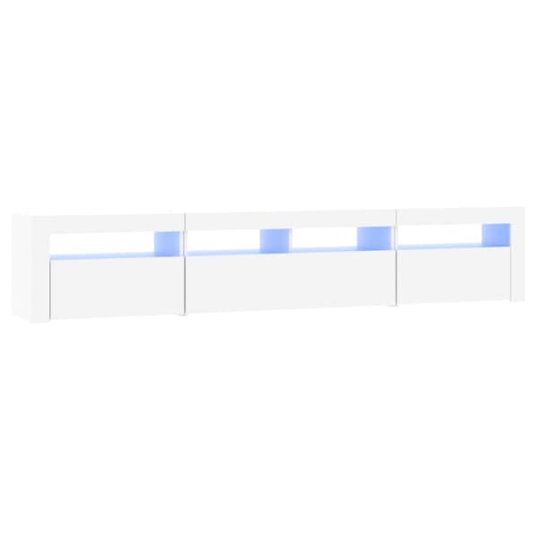 vidaXL TV-benk med LED-lys hvit 210x35x40 cm