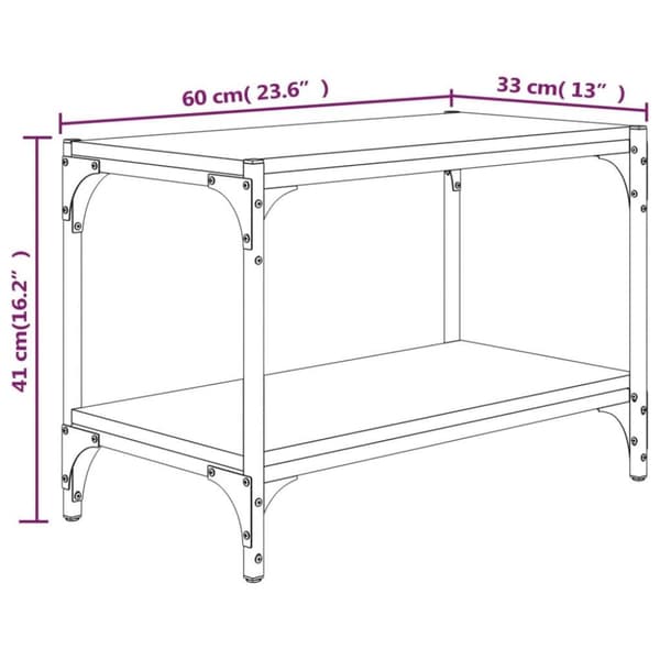 vidaXL TV-benk svart 60x33x41 cm konstruert tre og stål