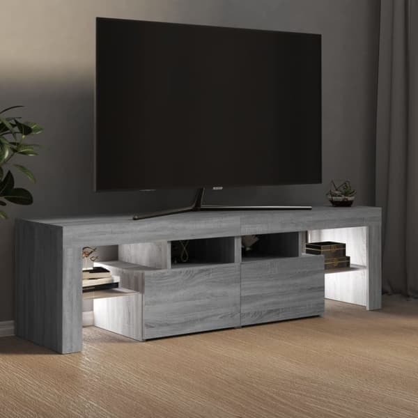 vidaXL Tv-bänk med LED-belysning grå sonoma 140x36,5x40 cm