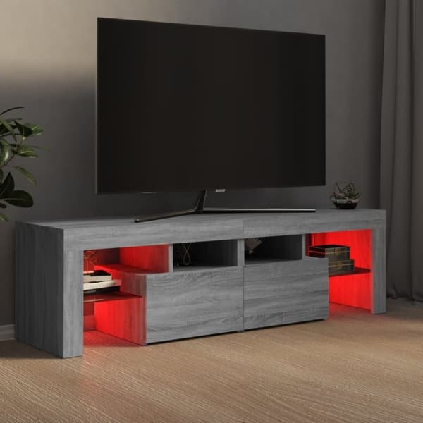 vidaXL Tv-bänk med LED-belysning grå sonoma 140x36,5x40 cm