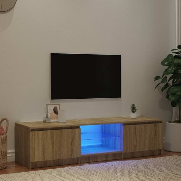 vidaXL TV-benk med LED røkt eik 140x40x35,5 cm