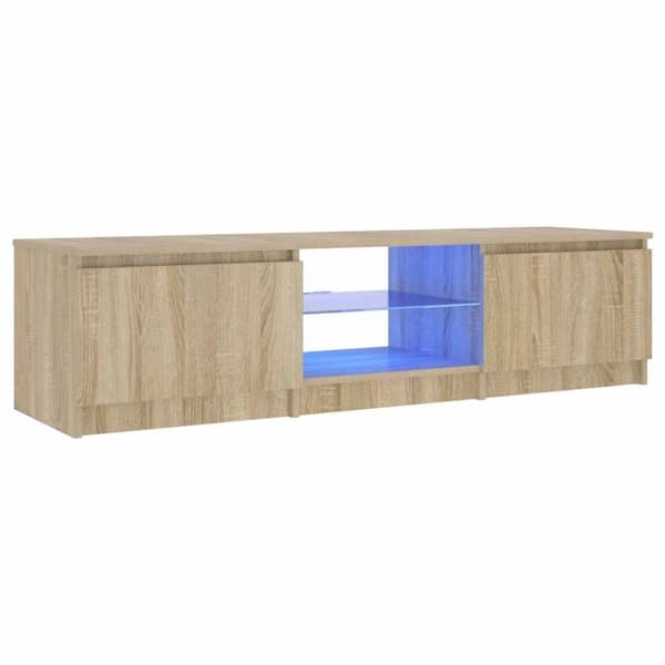 vidaXL TV-benk med LED røkt eik 140x40x35,5 cm