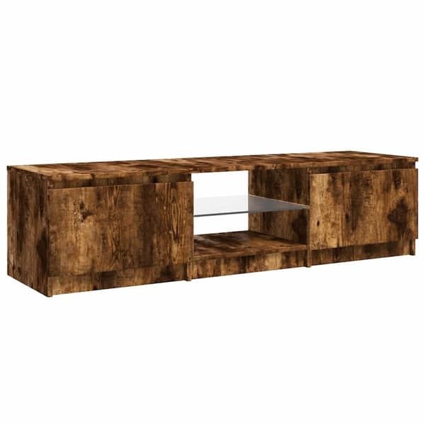 vidaXL TV-benk med LED røkt eik 140x40x35,5 cm