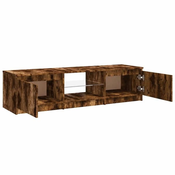vidaXL TV-benk med LED røkt eik 140x40x35,5 cm