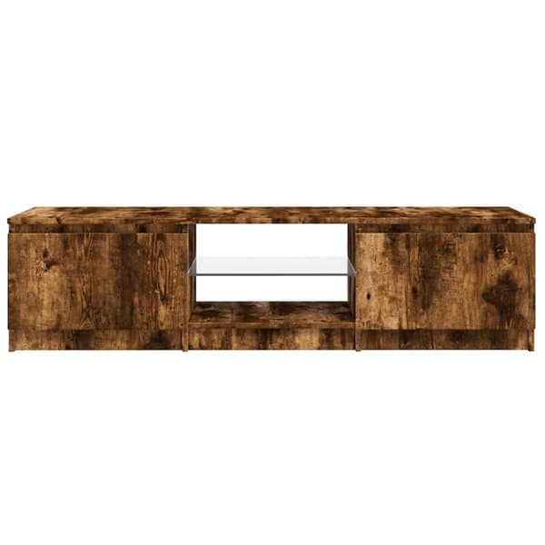 vidaXL TV-benk med LED røkt eik 140x40x35,5 cm