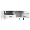 Miniatyrbilde 5 av 10: vidaXL TV-benk med metallben hvit heltre furu OSLO