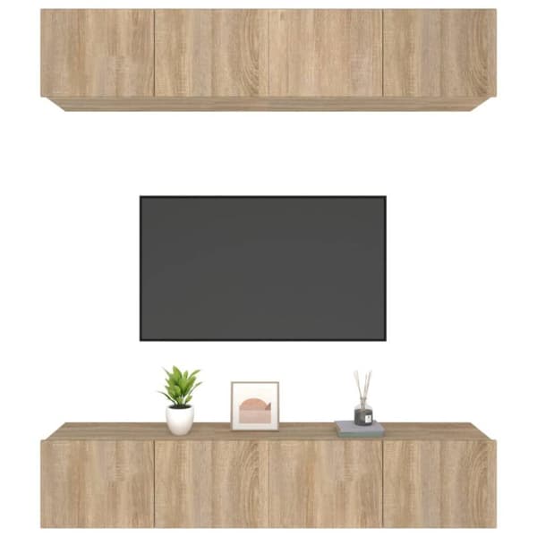 vidaXL TV-benker 4 stk sonoma eik 80x30x30 cm konstruert tre