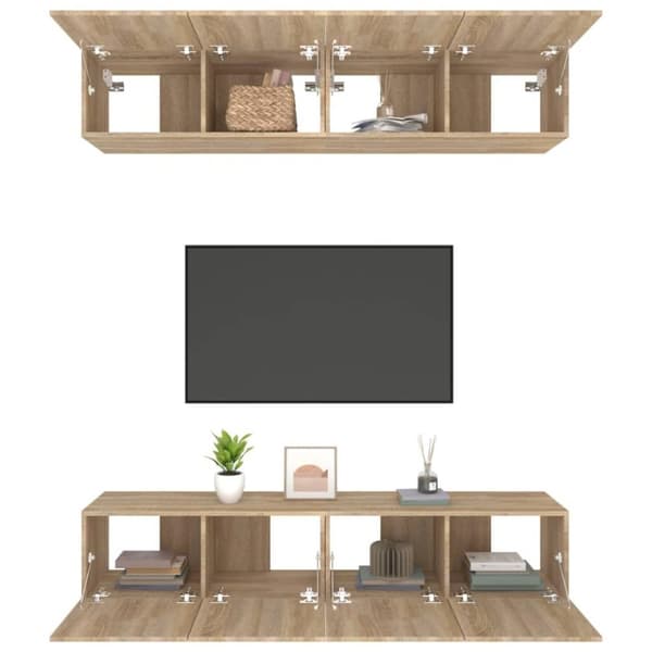 vidaXL TV-benker 4 stk sonoma eik 80x30x30 cm konstruert tre