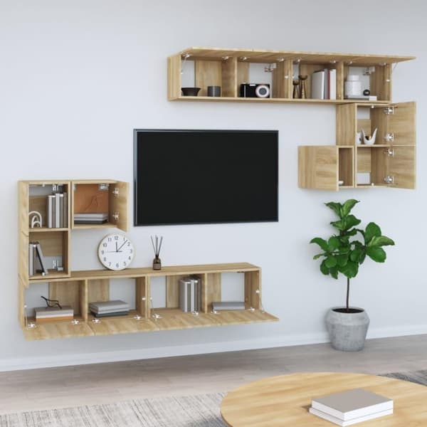 vidaXL Väggmonterad tv-bänk somona-ek 37x37x72 cm konstruerat trä