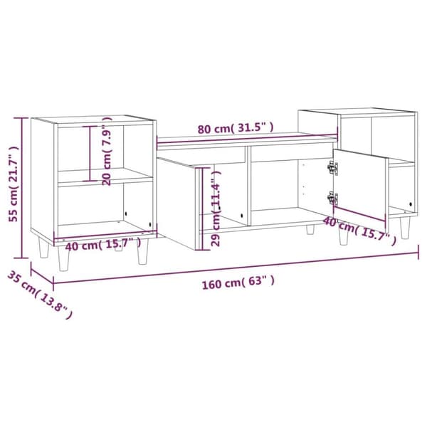 vidaXL TV-benk grå sonoma 160x35x55 cm konstruert tre