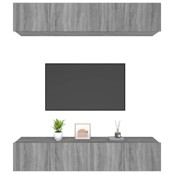 vidaXL TV-benker 4 stk grå sonoma 80x30x30 cm konstruert tre