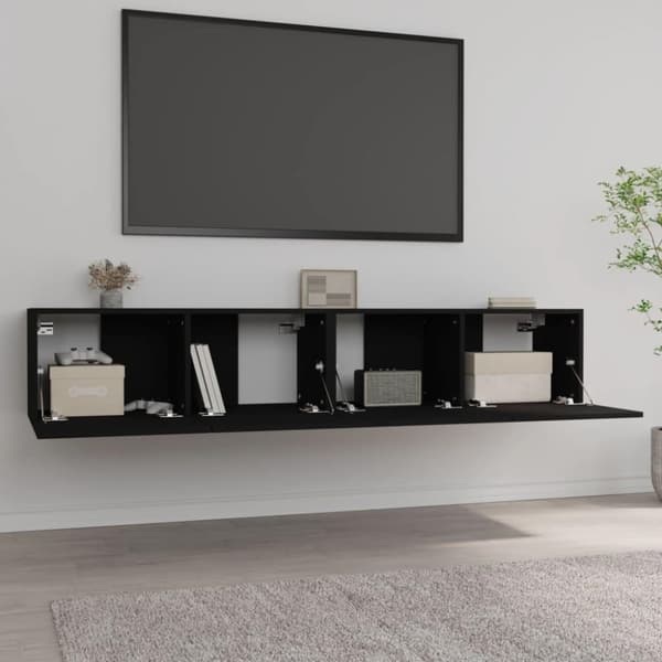 vidaXL TV-benker 2 stk svart 80x30x30 cm konstruert tre