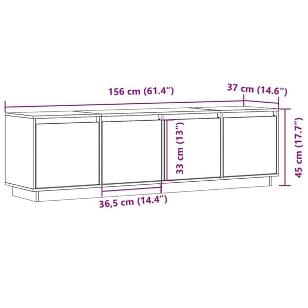 vidaXL tv-bord 156x37x45 cm massivt fyrretræ