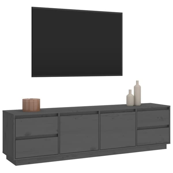 vidaXL tv-bord 176x37x47,5 cm massivt fyrretræ grå