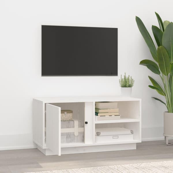 vidaXL tv-bord 80x35x40,5 cm massivt fyrretræ hvid
