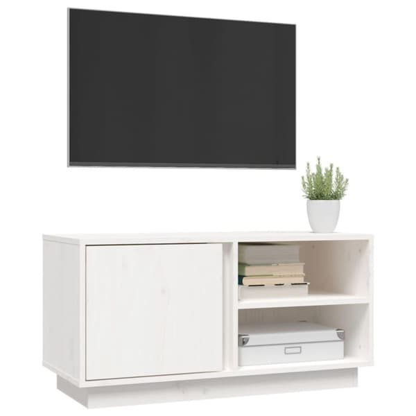 vidaXL tv-bord 80x35x40,5 cm massivt fyrretræ hvid
