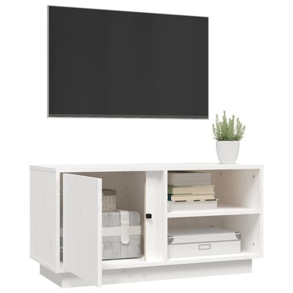 vidaXL tv-bord 80x35x40,5 cm massivt fyrretræ hvid
