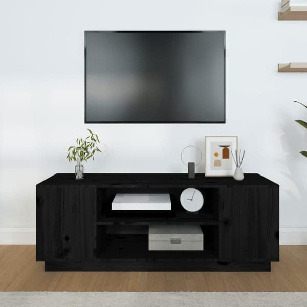 vidaXL tv-bord 110x35x40,5 cm massivt fyrretræ sort