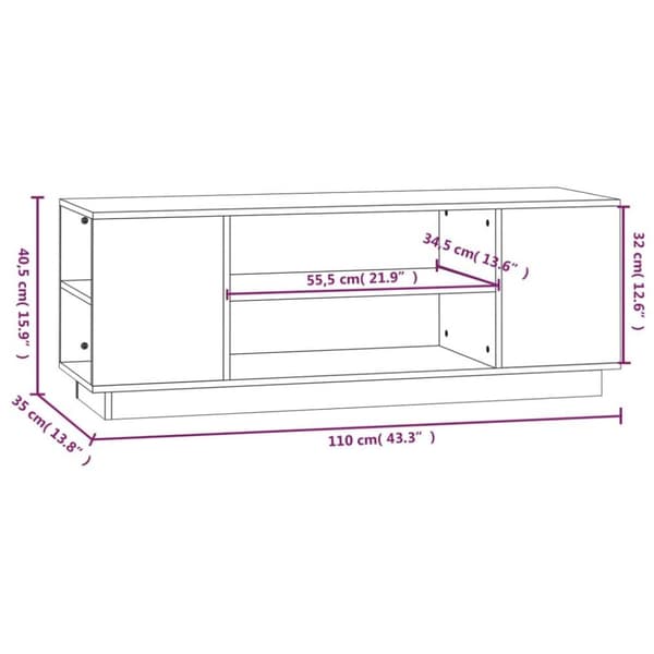 vidaXL tv-bord 110x35x40,5 cm massivt fyrretræ sort